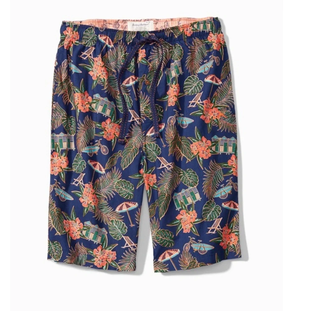Tommy Bahama Men Scenic Woven Lounge Blue Floral ‎ Swim Trunks Shorts size L